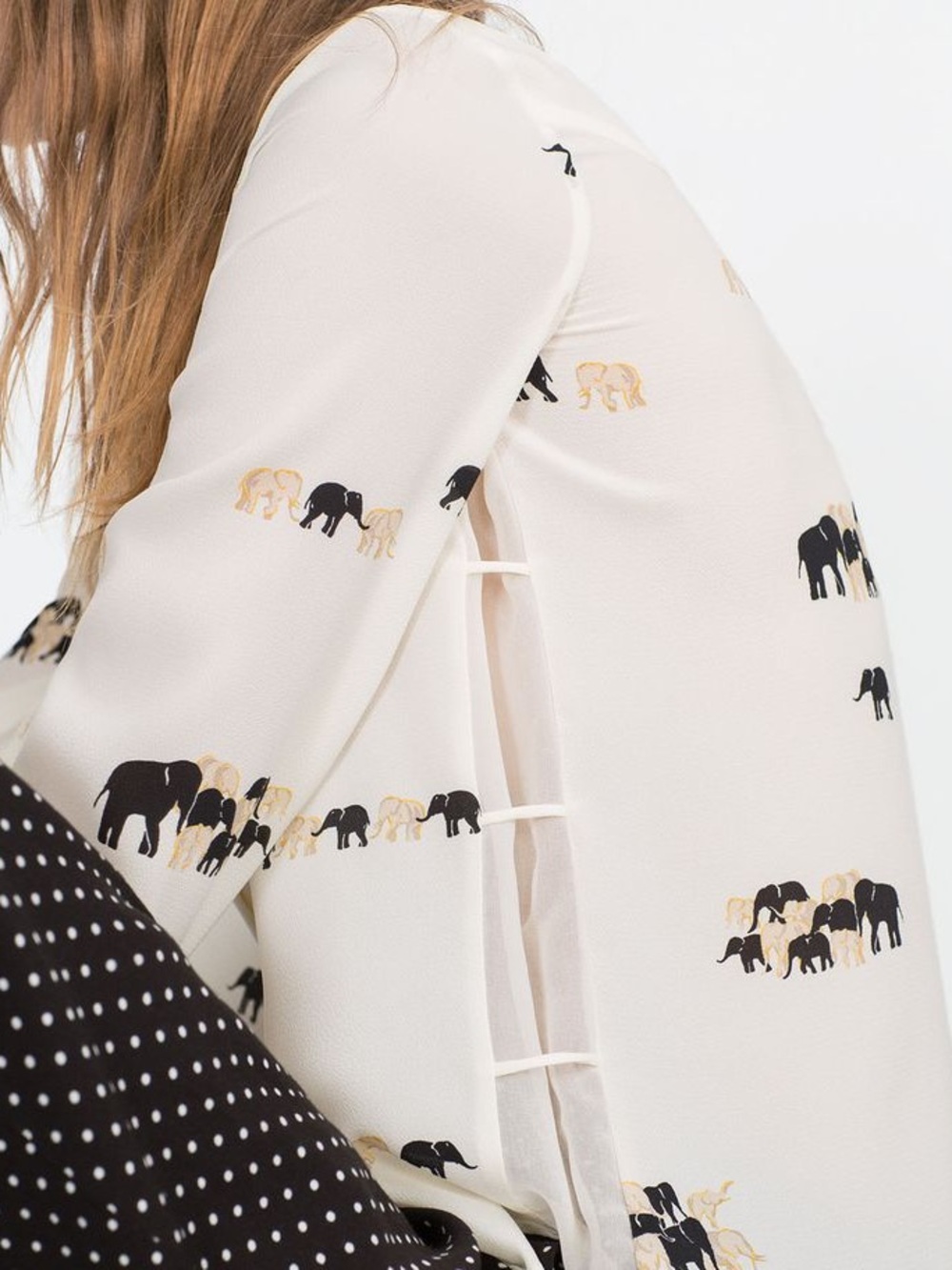 Zara Elephant Print Button-Down Blouse - Picture 2 of 4